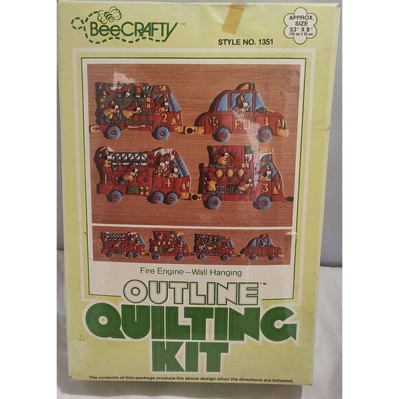 BEE CRAFTY FIRE ENGINE WALL HANGING OUILTING KIT NIP EXCELLENT NOS #1351 - Picture 1 of 5